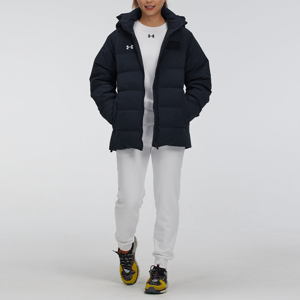 Under armour andromeda logo training hooded jacket down jacket winter co-ed black