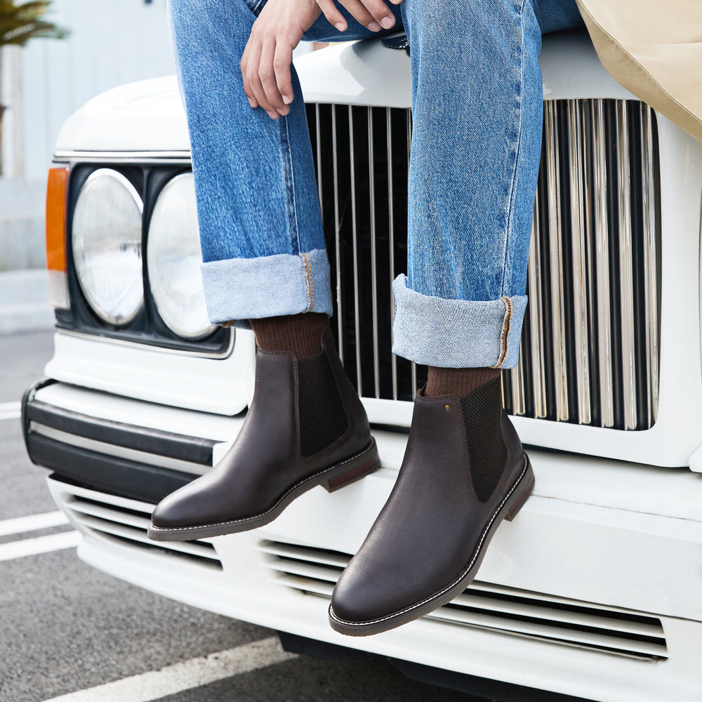 Clarks свою музыку коровьей кожи простой британский сто с коротким челси ботинки мужчины коричневый