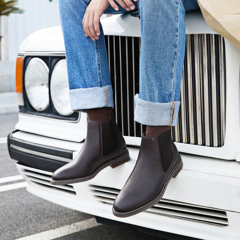Clarks свою музыку коровьей кожи простой британский сто с коротким челси ботинки мужчины коричневый - Boxette Shop