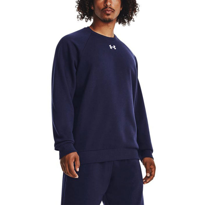 Under armour rival solid fleece crew neck training sweatshirt men's dark blue