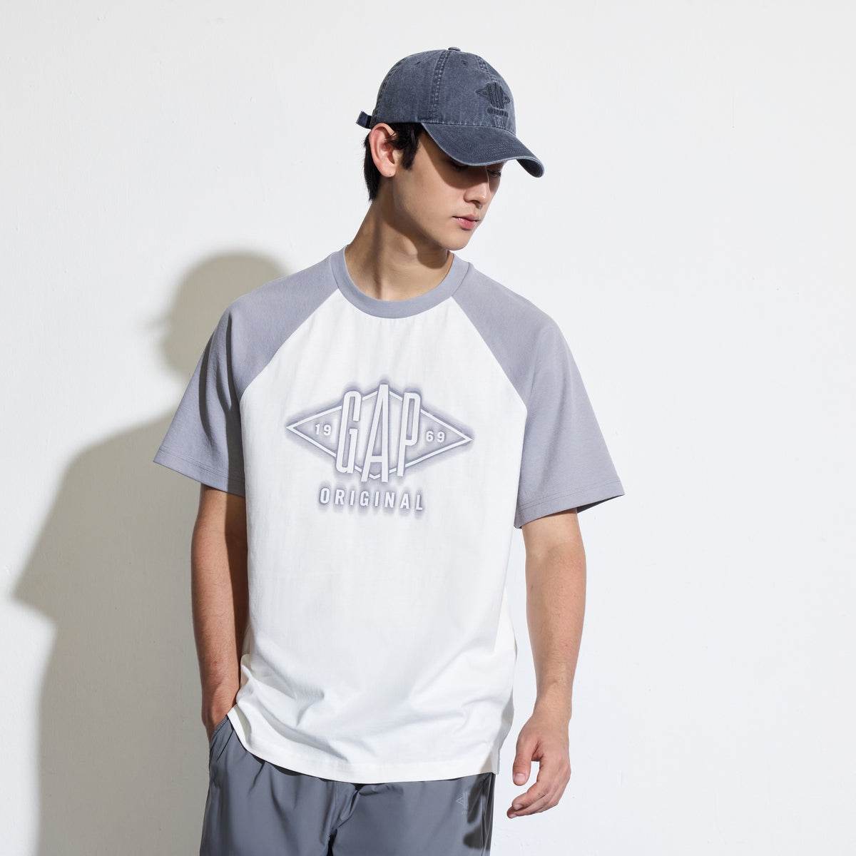 Gap urban casual collection хлопковая футболка с плечевым швом и круглым вырезом с коротким рукавом мужские и женские футболки - Boxette Shop