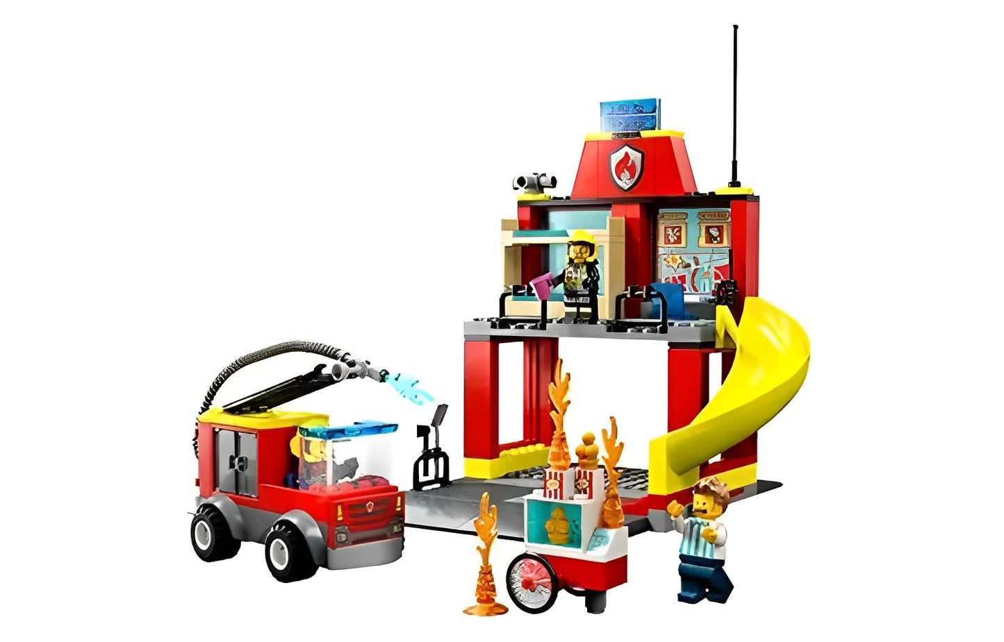 O't o'chirish mashinasi bilan LEGO o't o'chirish stantsiyasi (60375)