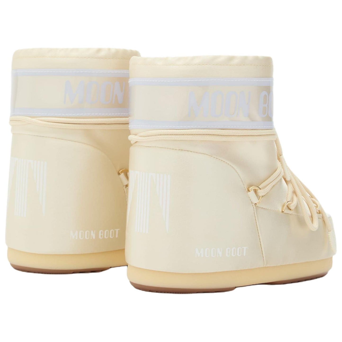 Moon boot icon tube cross lace round toe short snow boots unisex ivory