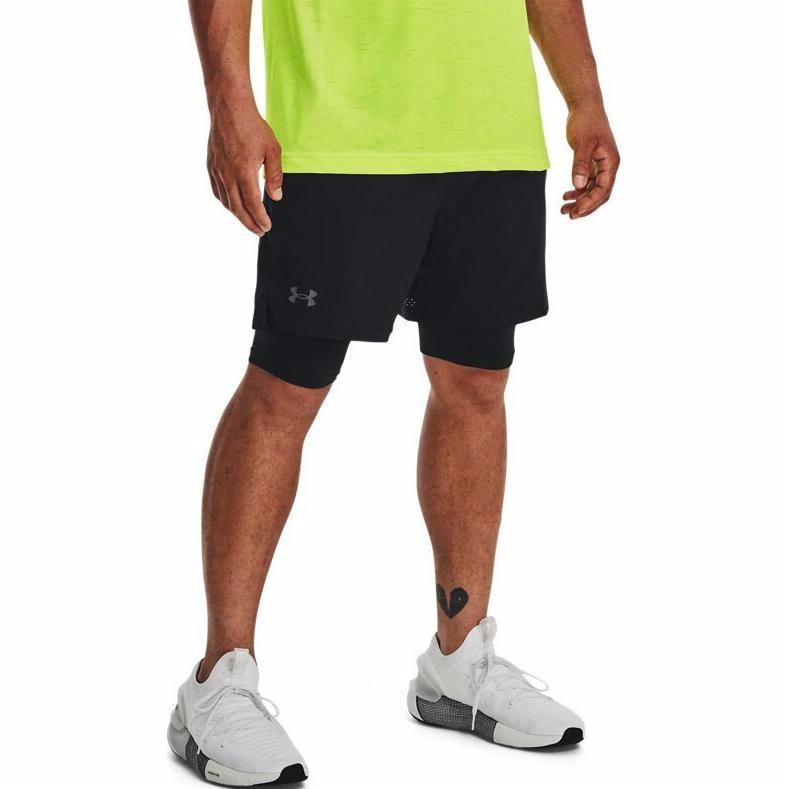 Under armour vanish 2-в-1 тренировочные шорты для фитнеса и бега мужские черные