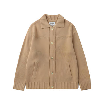 Carhartt artib santa fe kardigan yon yorliqli logotipli tugmachali santa fe ko'ylagi trikotaj erkaklar bej