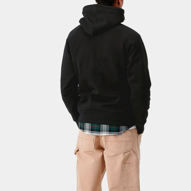 Carhartt wip ss21 tikilgan oddiy logotip naqshli kaputli pullover erkaklar qora kozok