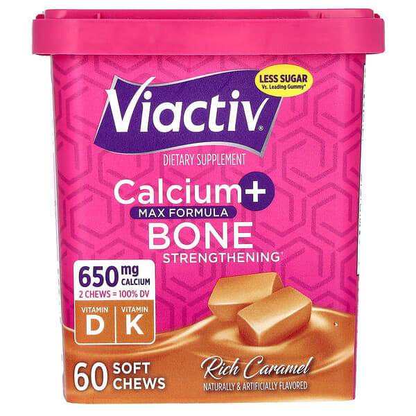 БАД Viactiv Calcium + Bone Strength Max Formula, карамель, 60 жевательных таблеток - Boxette Shop