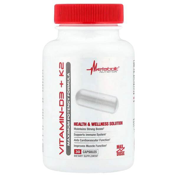 БАД Metabolic Nutrition, витамины D3 и К2, 30 капсул - Boxette Shop