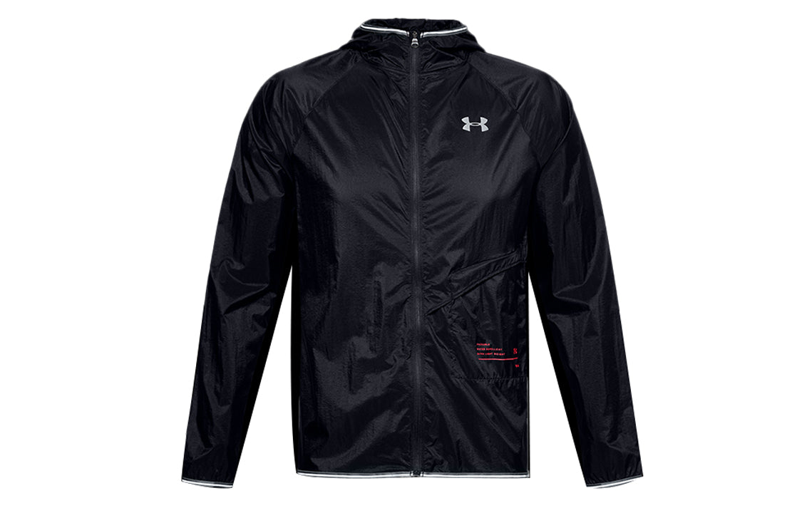 Under armour qualifier storm packable running hooded gym shirt men's black