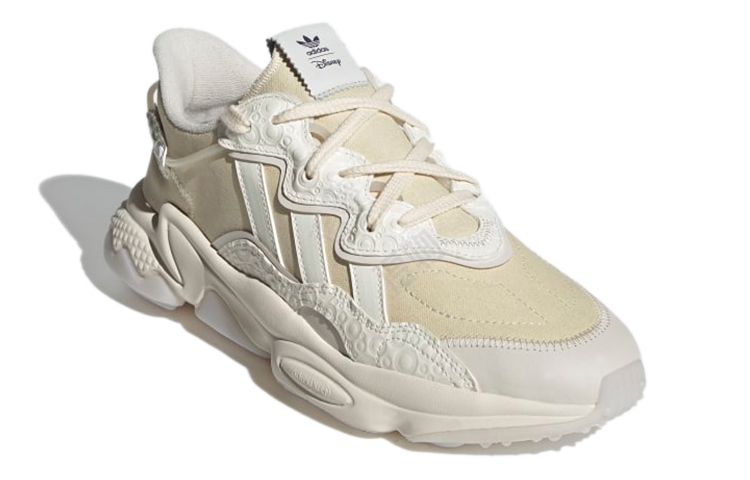 Adidas originals ozweego mesh fabric synthetic leather fashion shock absorbing anti-slip wear-resistant wrapping support low top life casual shoes women's beige