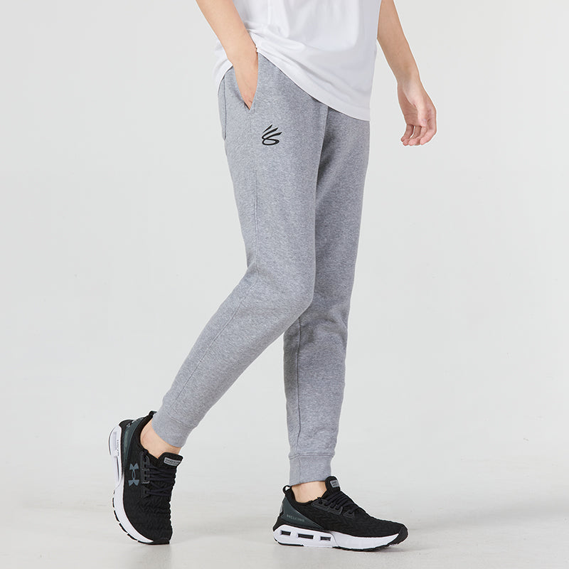Under armour curry fleece sweatpants casual drawstring solid sports pants men's grey