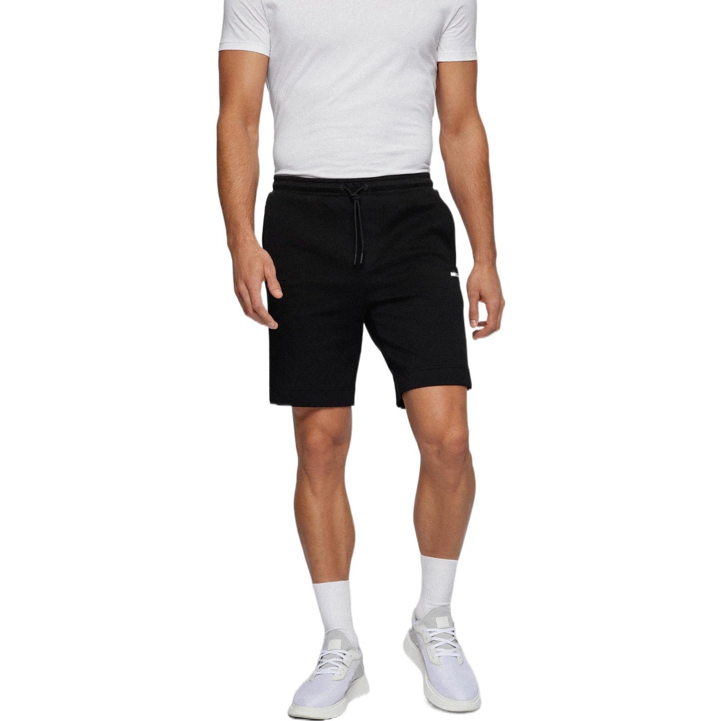 Hugo Boss erkaklar uchun qora kundalik logotipli bosma shortilar