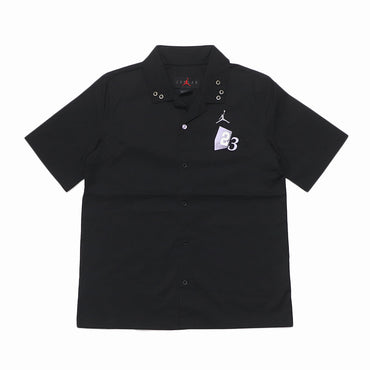 Iordaniya modasi sport uslubi tugmasi bo'sh qisqa yengli ko'ylak ayollar qora