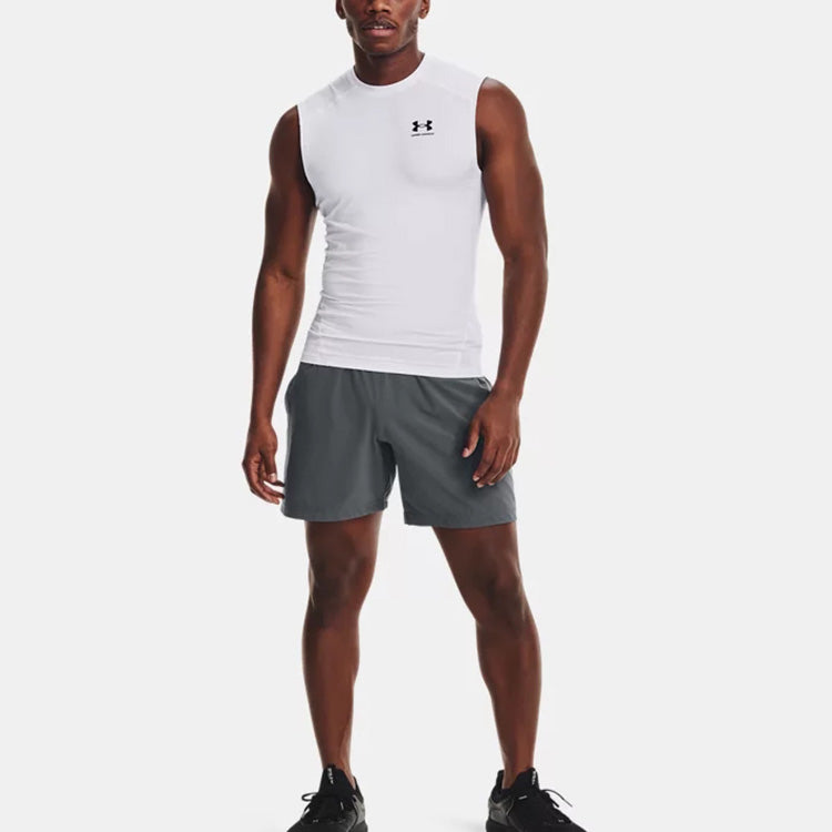 Under armour heatgear casual sports breathable sleeveless fitness crossover tight quick dry vest men's white