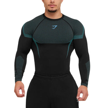 Gymshark Onyx 5.0 erkaklar sporti uchun uzun yengli futbolka