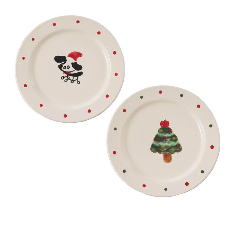 Апрель wanton луна маленькая собака пластина высокая ценность керамическая тарелка ужин прекрасный узор круглый свет роскошь посуда бытовая блюдо пластина - Boxette Shop