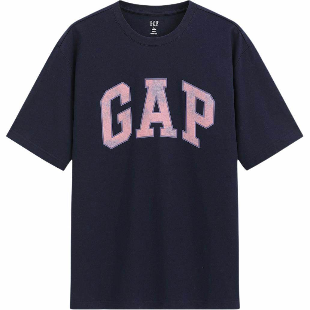Gap офсетная печать большой логотип хлопок свободные футболки с коротким рукавом мужчины и женщины с тем же пунктом - Boxette Shop