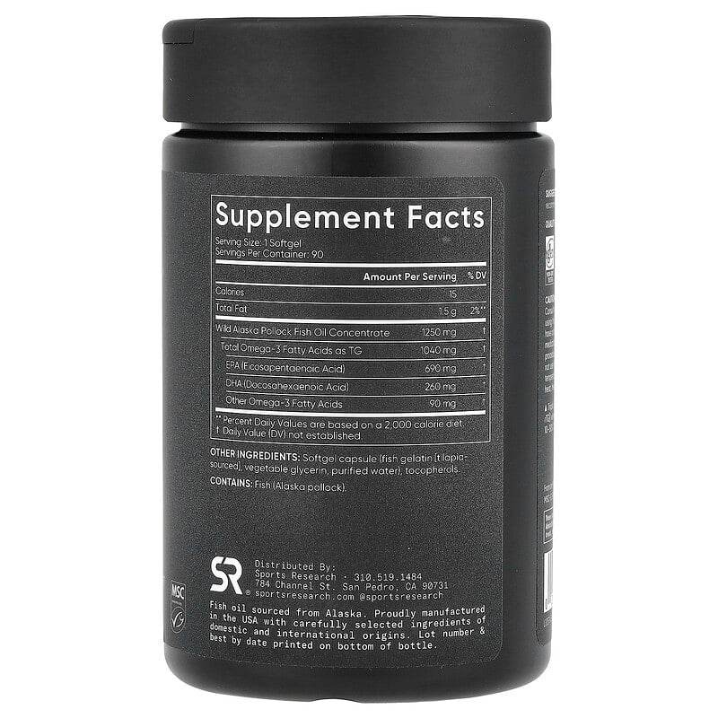 БАД Sports Research, Рыбий жир с омега-3, 30 мягких таблеток - Boxette Shop