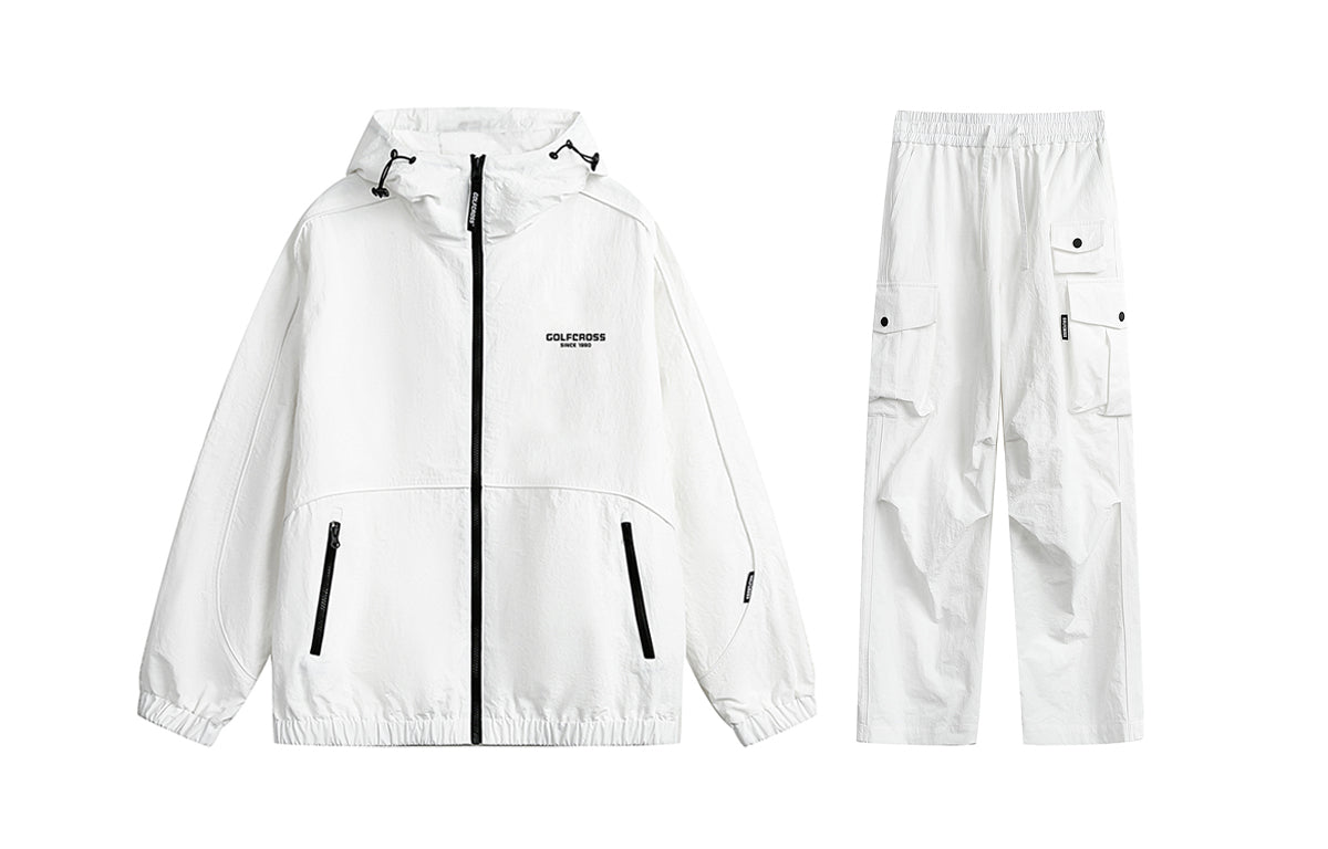 Golfcross asosiy modellari harflar logotipi bosma bir rangli plili ko'p cho'ntakli ish kiyimi tog 'tizimi ochiq havoda dam olish uchun sport kostyumi erkaklar va ayollar modellari