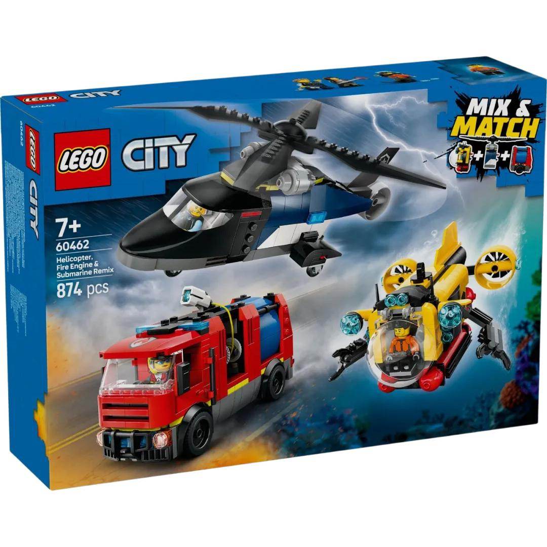 Конструктор LEGO Вертолет, Пожарная машина и Подводная лодка (60462) - Boxette Shop