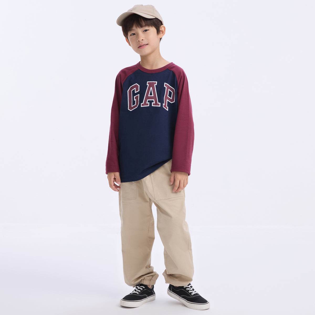 Gap футболка хлопок мода colour block длинный рукав детский стиль - Boxette Shop