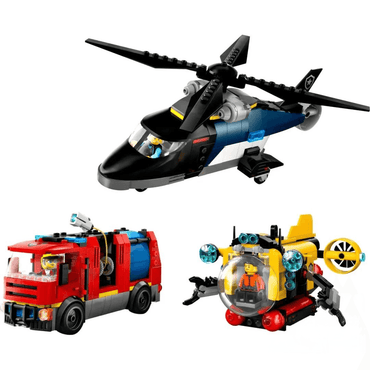 Конструктор LEGO Вертолет, Пожарная машина и Подводная лодка (60462) - Boxette Shop