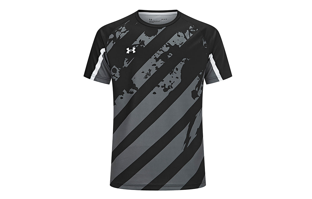 Under armour простой logo печатных повседневная бег фитнес велоспорт спорт тренировки джерси дышащий трикотаж круглый вырез короткий рукав футболка мужская и женская черный