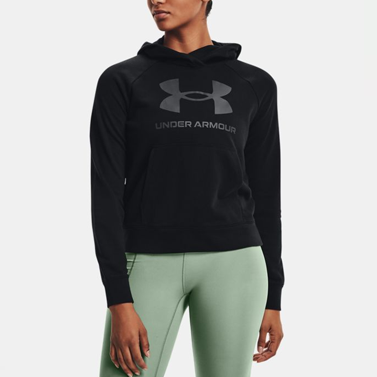Under armour andromeda пуловер с капюшоном и принтом с длинным рукавом толстовка женская черная