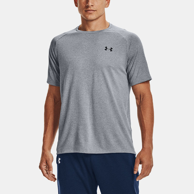 Under armour tech 2.0 solid logo training sports crew neck loose plunger sleeve short sleeve t-shirt men's light grey