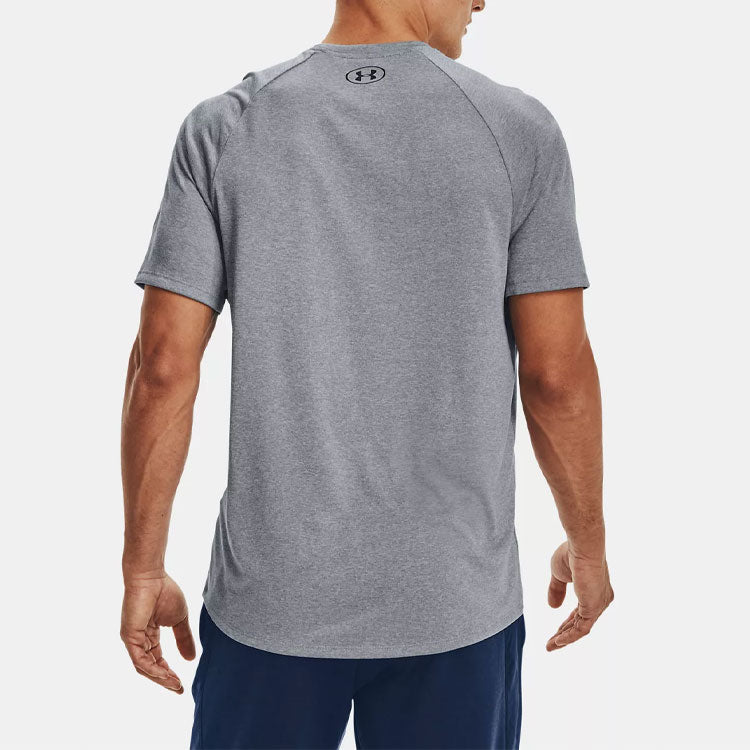 Under armour tech 2.0 solid logo training sports crew neck loose plunger sleeve short sleeve t-shirt men's light grey