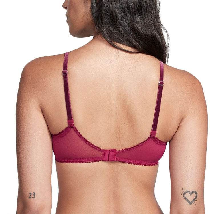 Victoria's secret solid colour unpadded lace velvet bra fuchsia - Boxette Shop