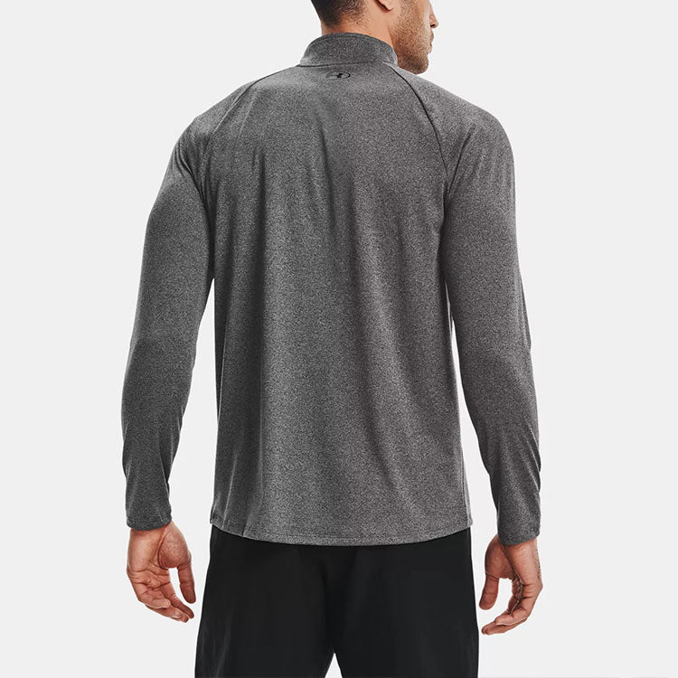 Under armour tech logo half zip athletic long sleeve t-shirt men's grey