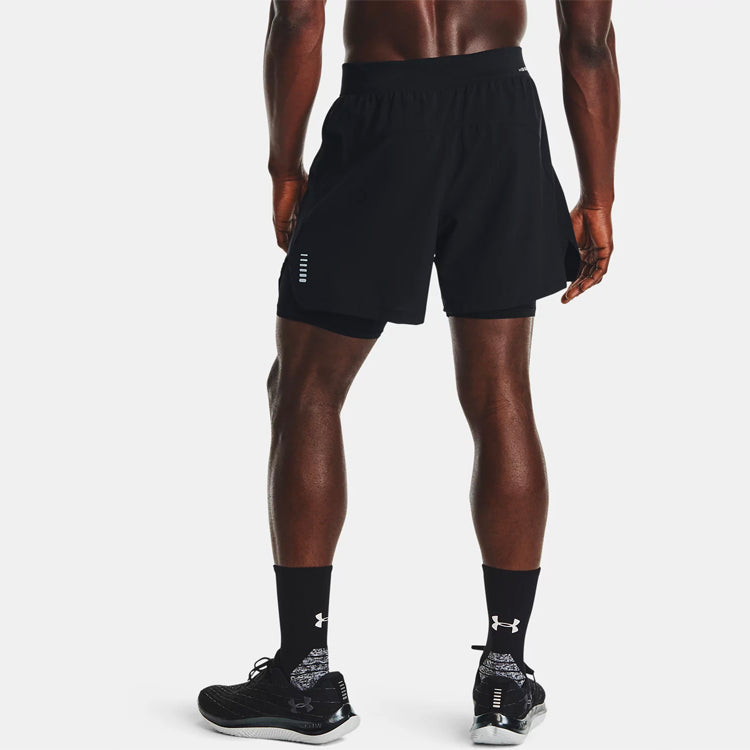 Under armour 2-в-1 тренировочные атлетические шорты для бега мужские черные