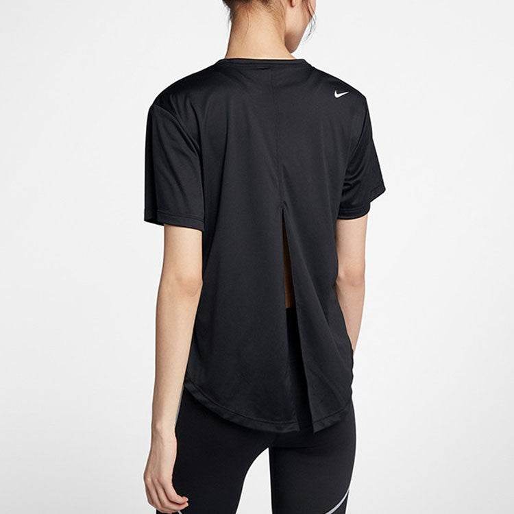 Nike casual sports letter printed american vintage solid colour round neck short sleeve formal sleeve t-shirt women's black - Boxette Shop
