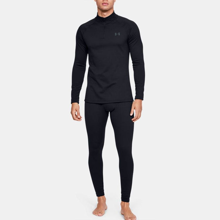 Under armour coldgear® base 4.0 1/4 casual stand collar zip athletic long sleeve t-shirt men's black
