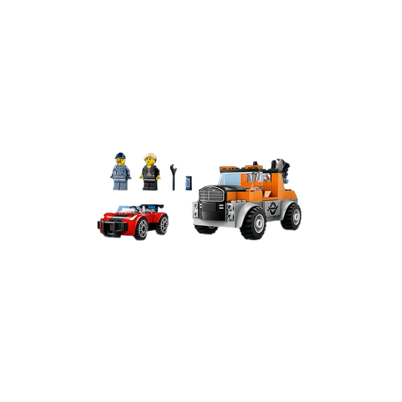 Sport avtomobili bilan LEGO Yoʻl qutqaruv treyleri (60435)