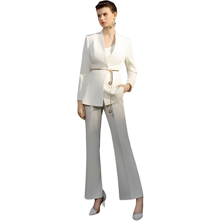 Bitta Shalon oq choyi Jiaoren opa-singil tizimi Minimalist trening intervyu kiyimi Neytral uslub dangasa uslubi yaxshi qizlar kiyimi Minimalist tops Karyera Kundalik shimlar sovg'a qutisi kostyum kostyumi Ayollar oq