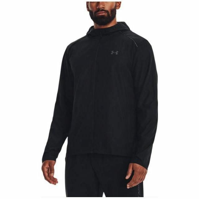 Under armour storm logo print hooded running jacket men's black