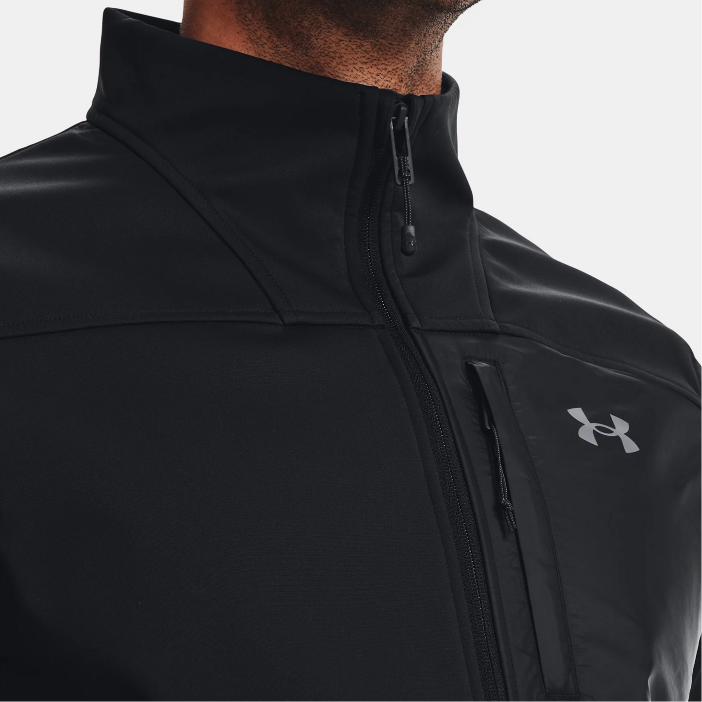 Under armour пэчворк молния стоячий воротник тренировочный спорт многокарманный куртка мужская черный