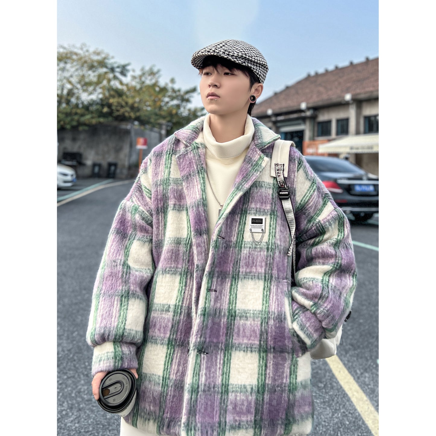 Tvid plashli koreys kurtkasi bu yerga yaqin Amerika retro yuqori ko'cha trendi bo'shashmasdan qulay uchuvchi murabbiyi bir ko'krakli katta qalinlashgan uzun yengli kurtka yuqori tasodifiy sayohat dangasa shamol ochiq sport oddiy ko'p qirrali palto m