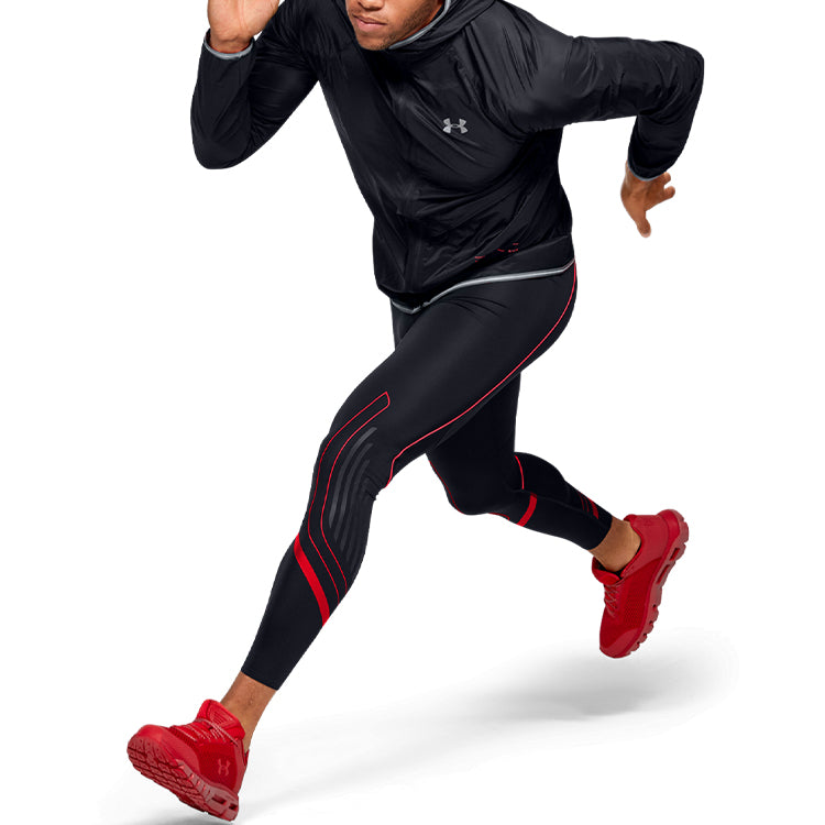 Under armour qualifier storm packable running hooded gym shirt men's black