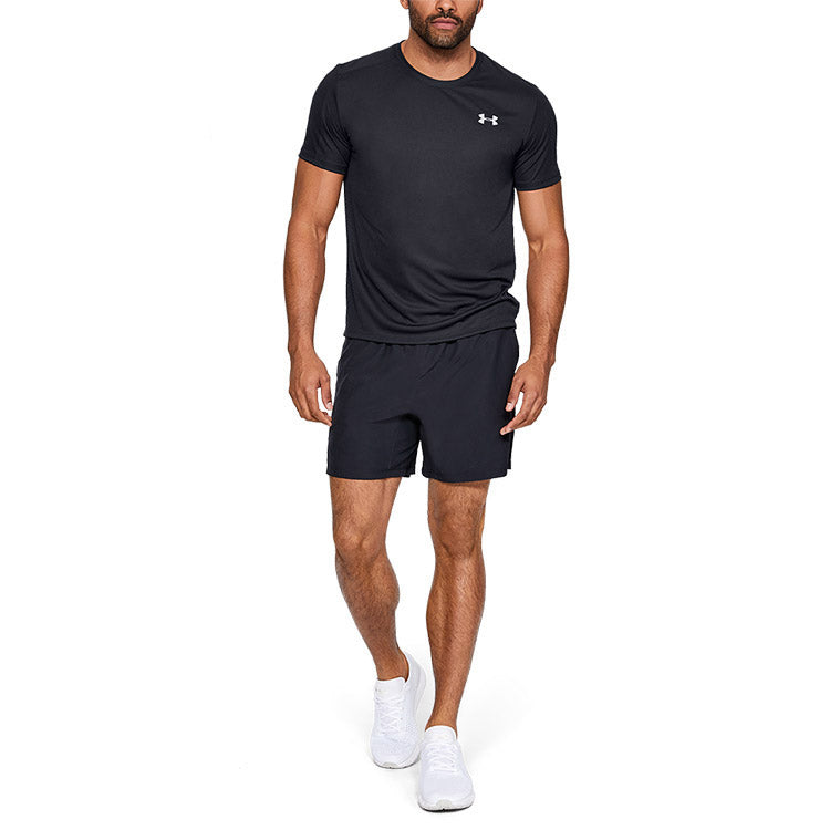 Under armour ua speed stride tight solid colour crew neck pullover short sleeve t-shirt unisex black