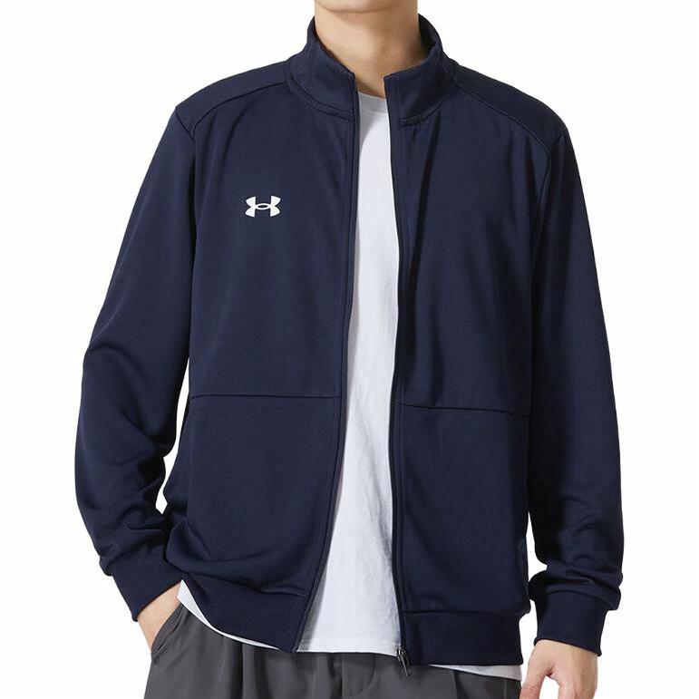 Under armour andromeda сплошной цвет воротник случайные фитнес бег дышащий спортивная куртка мужская синий