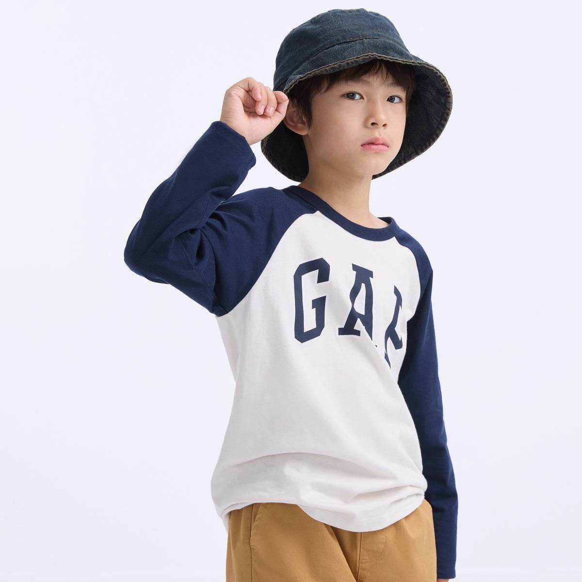 Gap футболка хлопок мода colour block длинный рукав детский стиль - Boxette Shop
