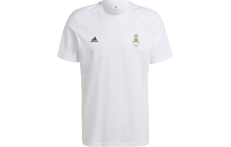 Adidas x lego совместный бренд футбол lego принт круглый вырез короткий рукав футболка азиатская версия мужская белый