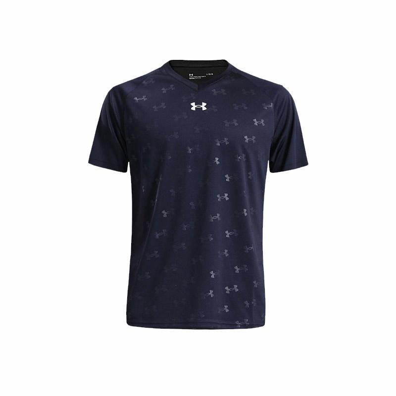 Under armour спорт бег свободные печатных v-образным вырезом сухой дышащий quick dry короткий рукав футболка мужская и женская nude blue