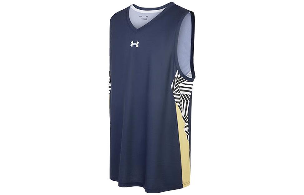 Under armour логотип печати v-образным вырезом цвет блокировки быстро сухой тренировки бег фитнес баскетбол жилет мужчины синий