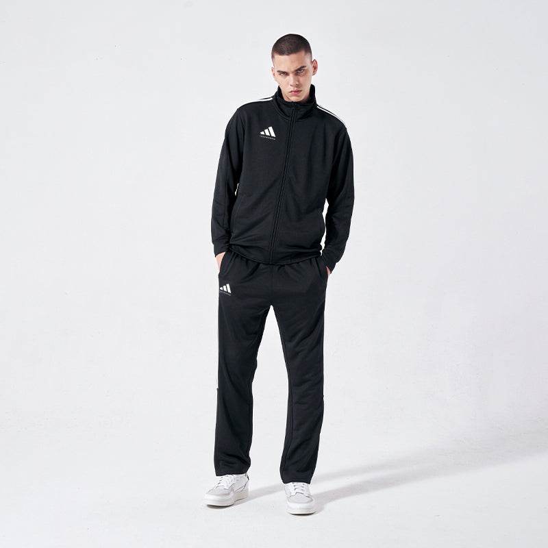 Adidas полосатый логотип логотип стоячий воротник с длинным рукавом куртка пальто средняя талия эластичные брюки повседневная толстовка унисекс черный - Boxette Shop