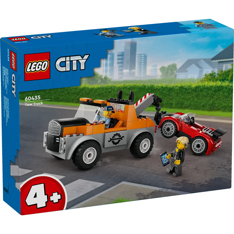 Sport avtomobili bilan LEGO Yoʻl qutqaruv treyleri (60435)