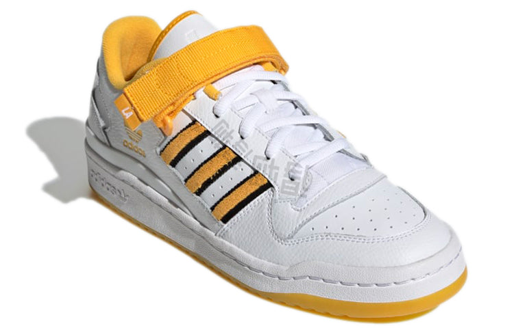 Adidas originals forum low "los angeles" lakers синтетическая кожа искусственная кожа ретро досуг нескользящие износостойкие легкие низкие топ boardhoes мужчины и женщины с одинаковыми моделями белый желтый